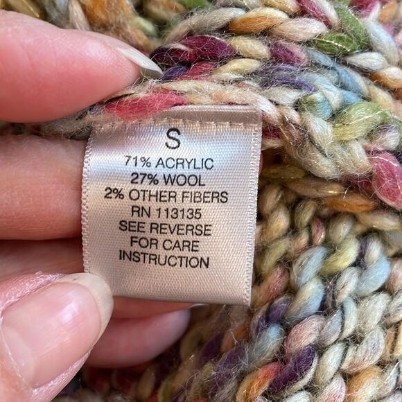 Leo & Nicole multi colored Snap neck cardigan sweater - Picture 9 of 10